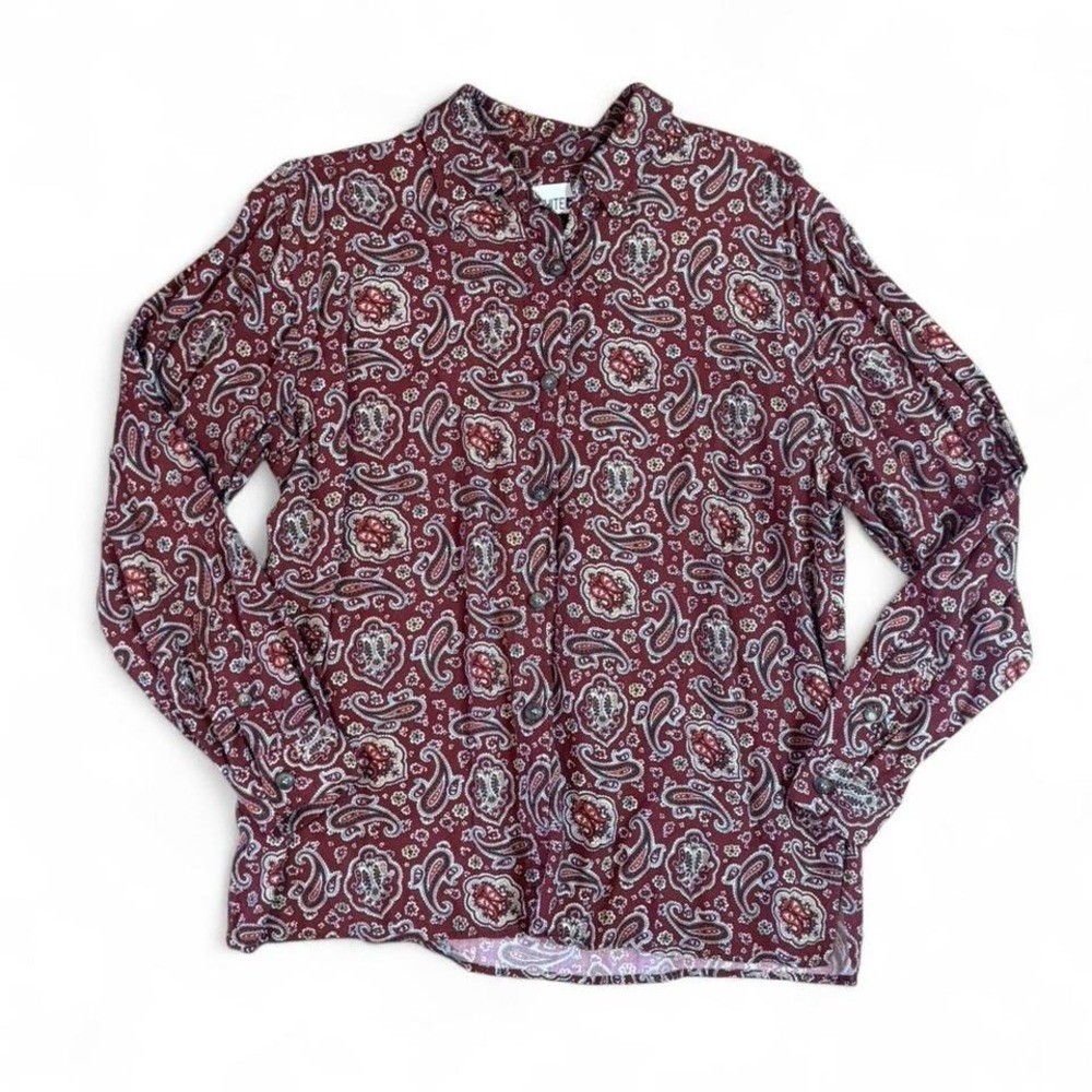 White Stag women's burgundy paisley button up shirt Size L